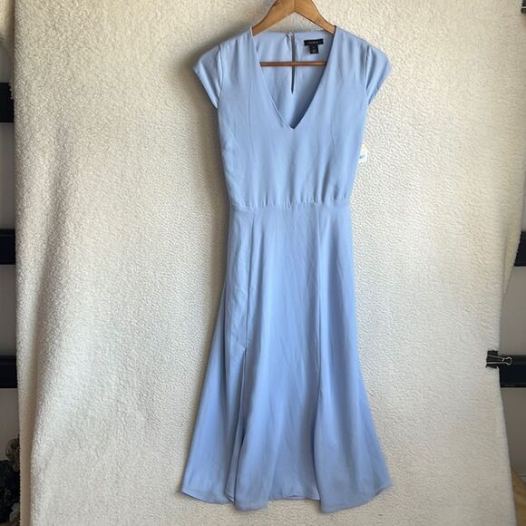 Halogen Dress Womens XS Light Blue Midi‎ V Neck - Picture 2 of 12